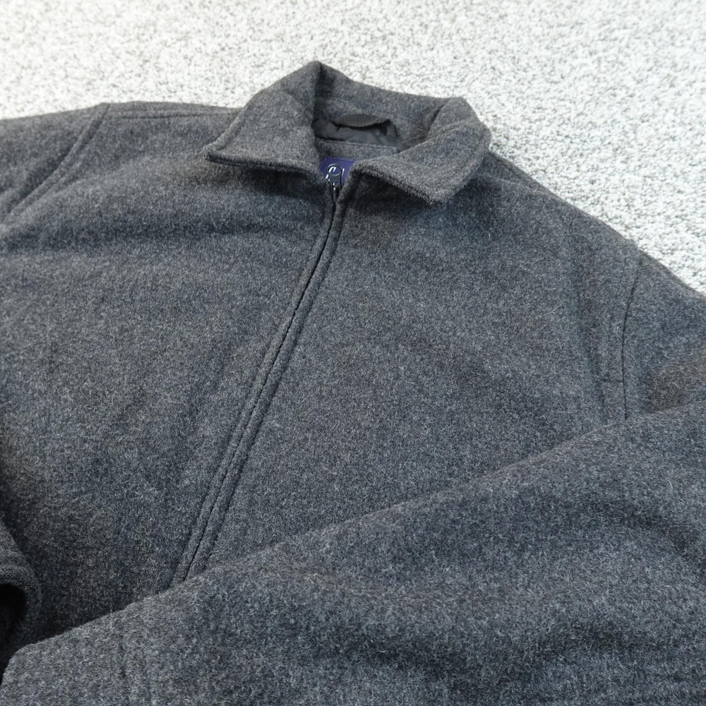VTG Gap Jacket Mens S Gray Wool Full Zip Quilted‎ Lined Bomber Coat Outdoor Y2K